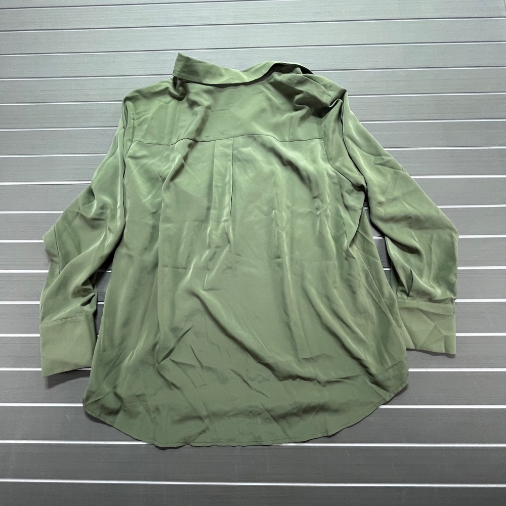 Nine West Womens Plus 0X Olive Green Button Down Shirt Long Sleeve Pocket - Picture 7 of 7